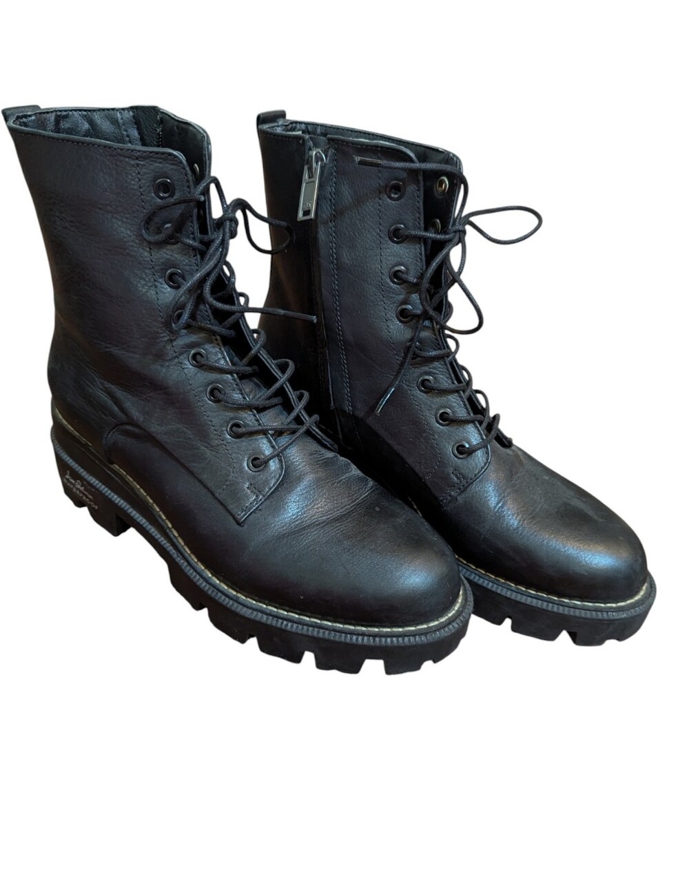 Sam Edelman Garrett Waterproof Black Lug Sole Goth Combat Lace Boots Sz 7.5